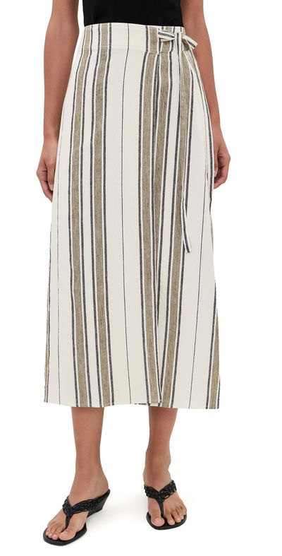 Apiece Apart Apiece Apart Stripe Marsala Wrap Skirt Affogato Stripe