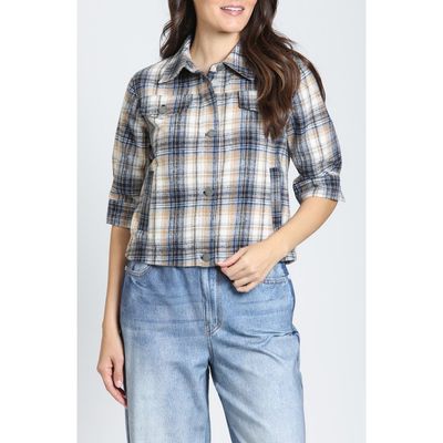 APNY APNY Check Cropped Jacket with Elbow Sleeves