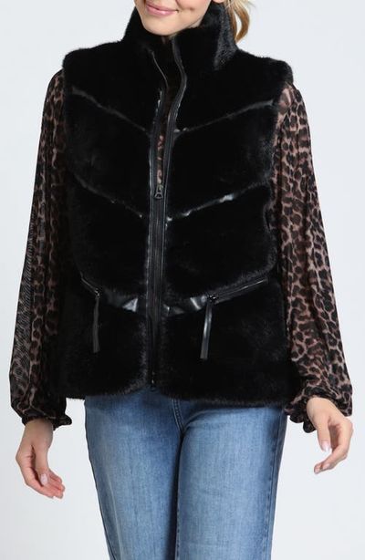 APNY APNY Chevron Panel Faux Fur Vest