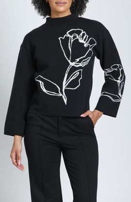 APNY APNY Contrast Floral Pullover Sweater