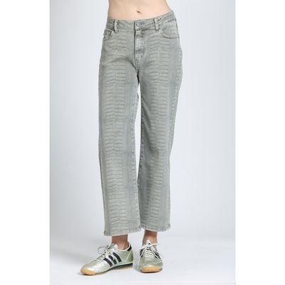 APNY APNY Croc Embossed High Waist Crop Straight Leg Jeans
