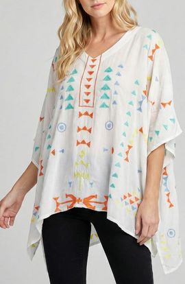 APNY APNY Embroidered V-Neck Tunic Top