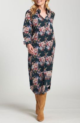 APNY APNY Floral Print Long Sleeve Shirtdress