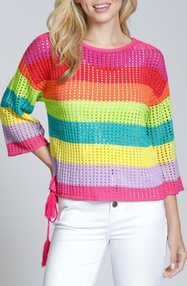 APNY APNY Lattice Stripe Crewneck Top