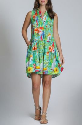 APNY APNY Pintuck Sleeveless Cotton Blend Dress