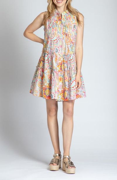 APNY APNY Print Pintuck Sleeveless Babydoll Dress