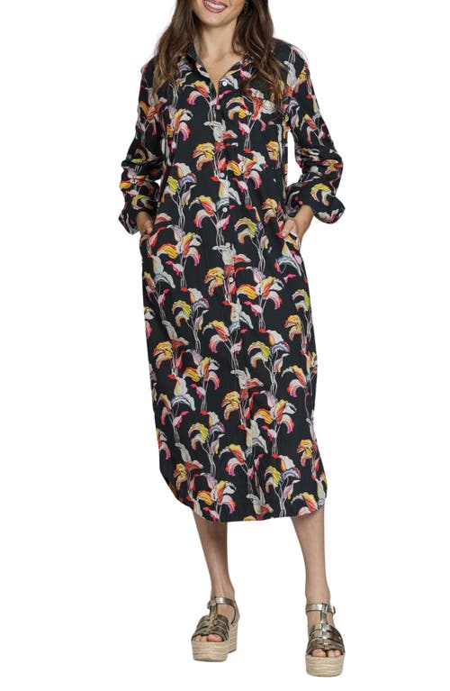 APNY APNY Printed Long Sleeve Cotton Shirtdress