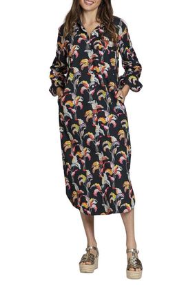 APNY APNY Printed Long Sleeve Cotton Shirtdress