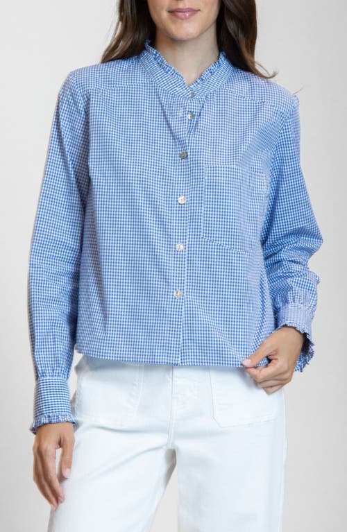 APNY APNY Ruffle Detail Cotton Gingham Button-Up Shirt
