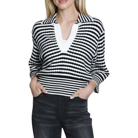 APNY APNY Stripe Three-Quarter Sleeve Sweater