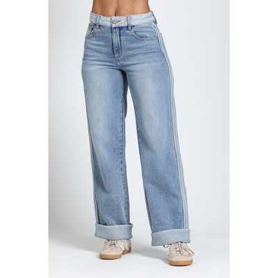 APNY APNY Track Stripe High Waist Straight Leg Jeans