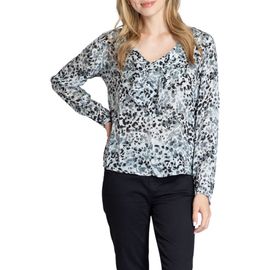 APNY APNY Watercolor Print Ruffle V-Neck Chiffon Top