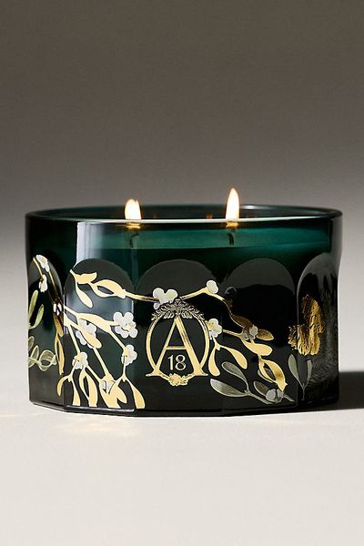 Apothecary 18 by Anthropologie Apothecary 18 Woody Mistletoe & Moss Glass Low Wide Candle