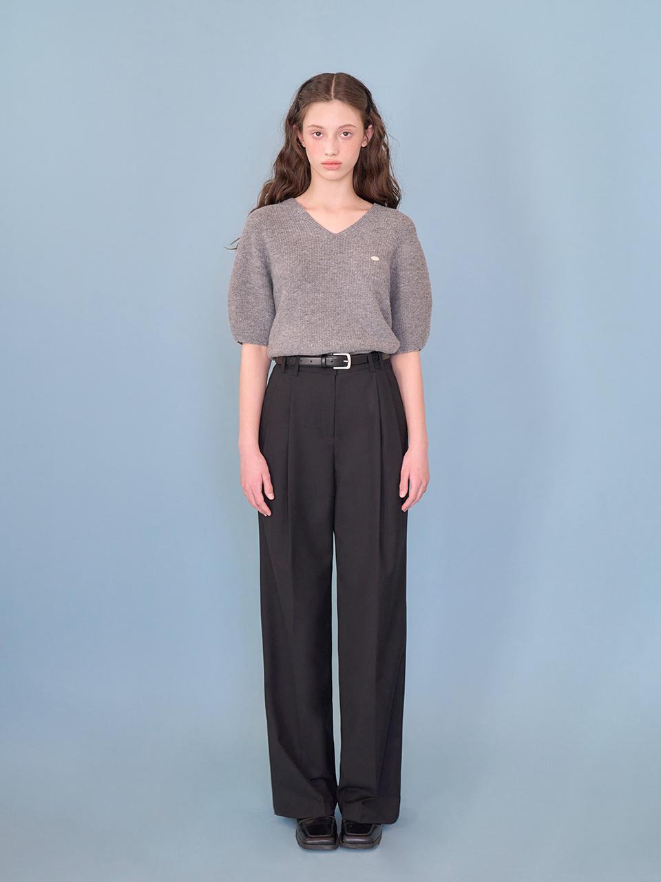 APPAREL ARCHIVE French Pintuck Wide Slacks [Black]