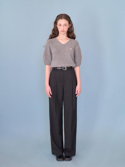 APPAREL ARCHIVE French Pintuck Wide Slacks [Black]