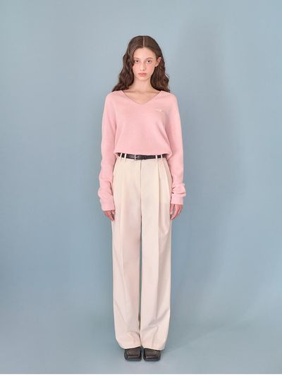 APPAREL ARCHIVE French Pintuck Wide Slacks [Cream]
