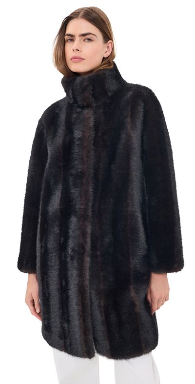 Apparis Apparis Blair Shaved Mink Coat Noir Multi