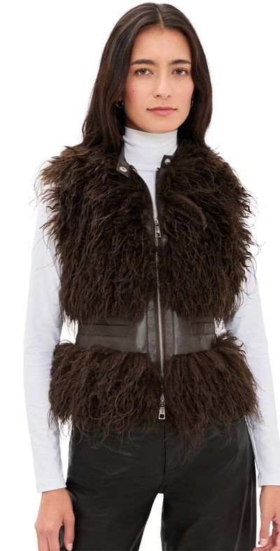 Apparis Apparis Cleo Mongolian Vest Deep Brown