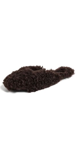 Apparis Apparis Demi Bouclette Mule Slippers Brown