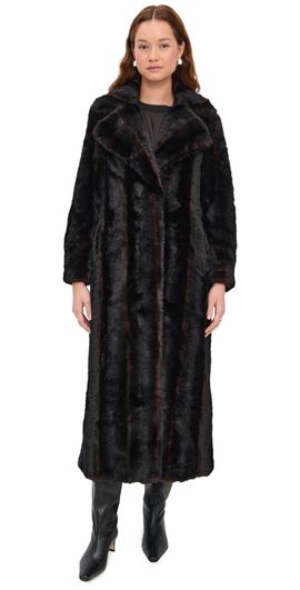 Apparis Apparis Gabrielle Shaved Mink Maxi Coat Noir Multi
