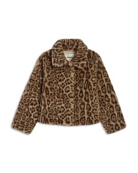 Apparis Apparis Girls' Elis Leopard Faux Fur Coat