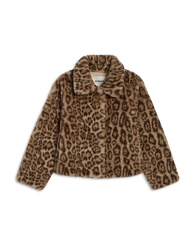 Apparis Apparis Girls' Elis Leopard Faux Fur Coat