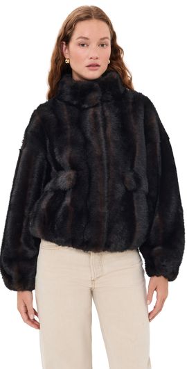 Apparis Apparis Iris Shaved Mink Bomber Jacket Noir Multi