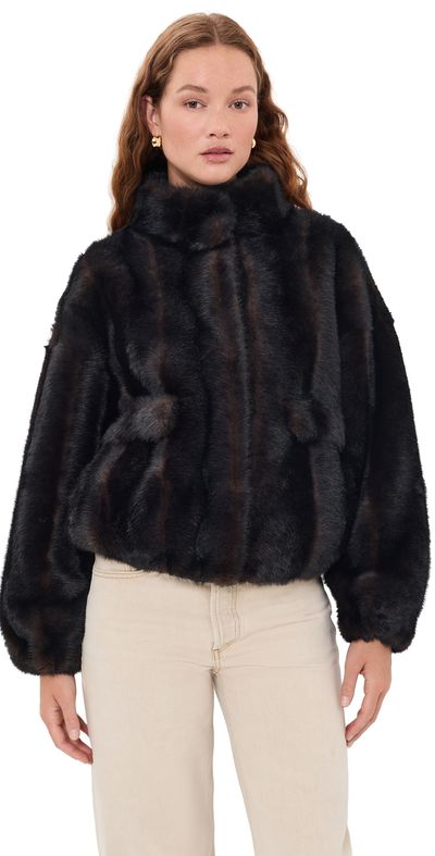 Apparis Apparis Iris Shaved Mink Bomber Jacket Noir Multi