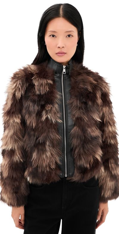 Apparis Apparis Lillet Patchwork Bomber Noir/Brown Multi