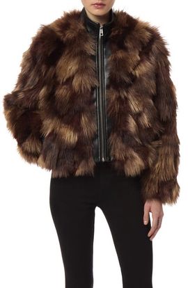 Apparis Apparis Lillet Patchwork Faux Fur Bomber Jacket