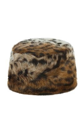 Apparis Apparis Margot Shaved Leopard Faux Fur Pillbox Hat