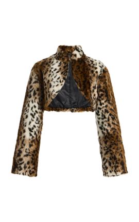 Apparis Apparis Odette Shaved Leopard Faux Fur Bolero