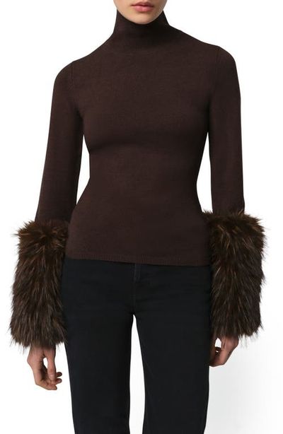Apparis Apparis Pluche™ Faux Fur Cuff Turtleneck Sweater