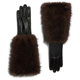 Apparis Apparis Robi Croc Embossed Faux Fur Cuff Gloves