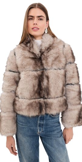 Apparis Apparis Sai Faux Mink Coat Grey Mink