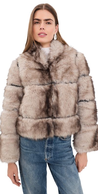 Apparis Apparis Sai Faux Mink Coat Grey Mink