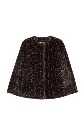 Apparis Apparis Sloane Faux Leopard Fur Cape Coat Animal M