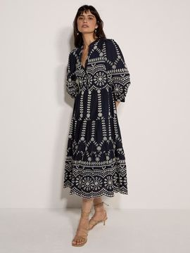 Apricot Apricot Contrast Broderie Anglaise Midi Dress