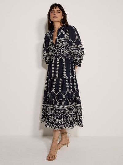 Apricot Apricot Contrast Broderie Anglaise Midi Dress