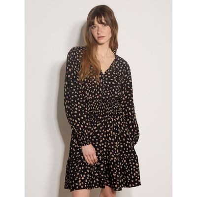 Apricot Apricot Irregular Spot Ruffle Neck Dress