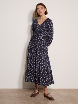 Apricot Apricot Mono Bouquet Midi Dress