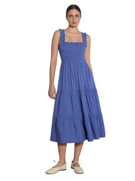 Apricot Apricot Slub Smock Tiered Midi Dress