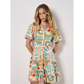 Apricot Apricot Tropical Animation Puff Sleeve Dress