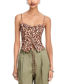 Aqua Aqua Animal Eyelet Lace Up Top