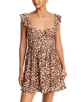 Aqua Aqua Animal Print Eyelet Bustier Mini Dress