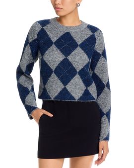 Aqua Aqua Argyle Crewneck Long Sleeve Sweater