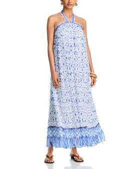 Aqua Aqua Batik Halter Maxi Dress