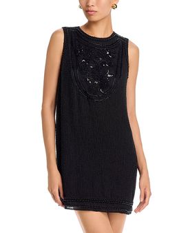 Aqua Aqua Beaded Mini Shift Dress