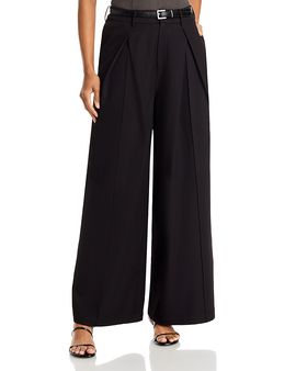 Aqua Aqua Belted Pleated Wide Leg Pants