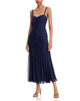 Aqua Aqua Bustier Maxi Mesh Dress
